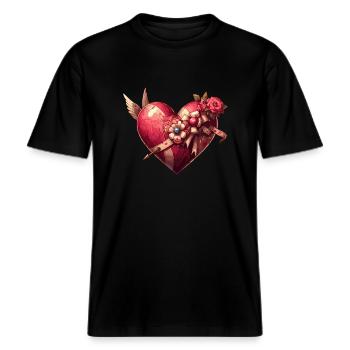 Coeur steampunk -  T-shirt unisexe RELAXED FIT en coton bio - noir - Devant - Alina (178cm) & Michal (187cm)