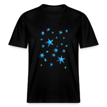Étoile Étoiles étoilée Étoiles Etoiles Bleu -  T-shirt unisexe RELAXED FIT en coton bio - noir - Devant - Alina (178cm) & Michal (187cm)