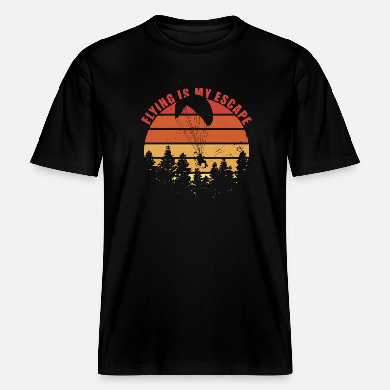 Voler est mon paramoteur d’évasion -  T-shirt unisexe RELAXED FIT en coton bio - noir