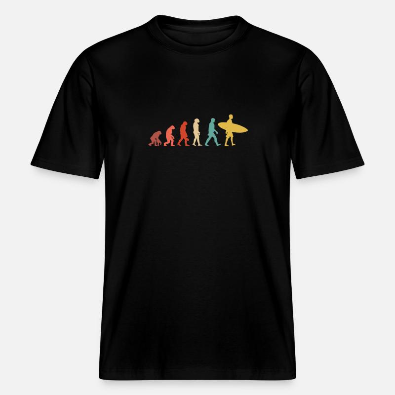 Evolution des Surfens -  RELAXED FIT Unisex Organic T-Shirt - Schwarz