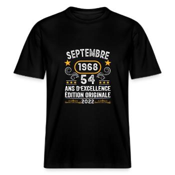 Septembre 1968 54 Ans Anniversaire Idée Cadeau -  T-shirt unisexe RELAXED FIT en coton bio - noir - Devant - Alina (178cm) & Michal (187cm)
