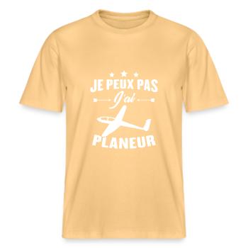Je peux pas j'ai planeur -  T-shirt unisexe RELAXED FIT en coton bio - jaune délavé - Devant - Alina (178cm) & Michal (187cm)