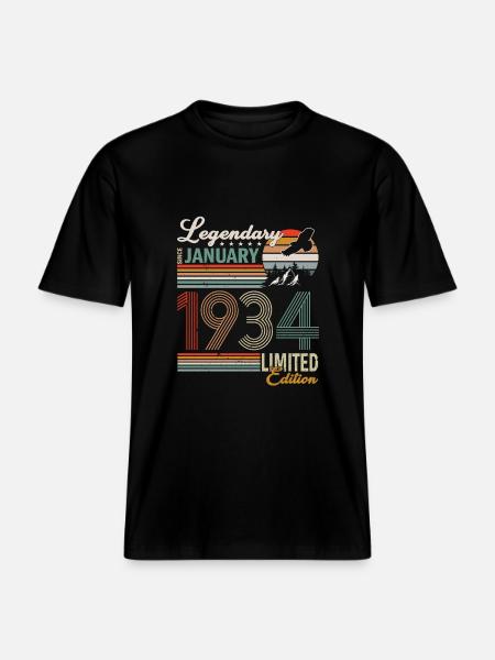 January 1934 Birthday man - RELAXED FIT Unisex Organic T-Shirt - black
