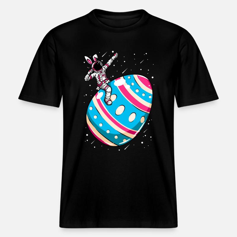 Astronaut - space easter egg -  RELAXED FIT Unisex Organic T-Shirt - black