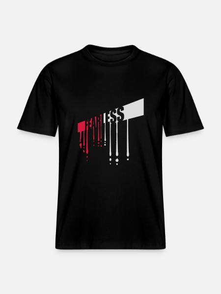 fearless Text Quote Design - RELAXED FIT Unisex Organic T-Shirt - black