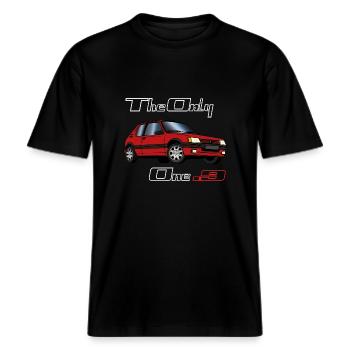 205 1,9 1987 1988 1989 1990 Rouge Vallelunga -  T-shirt unisexe RELAXED FIT en coton bio - noir - Devant - Alina (178cm) & Michal (187cm)