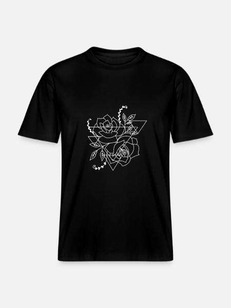 Rose geometire flower tulip - RELAXED FIT Unisex Organic T-Shirt - black