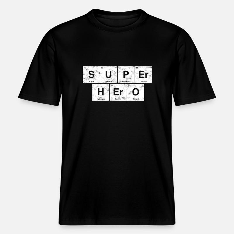 Nerdiger Superheld! Periodensystem der Elemente -  RELAXED FIT Unisex Organic T-Shirt - Schwarz
