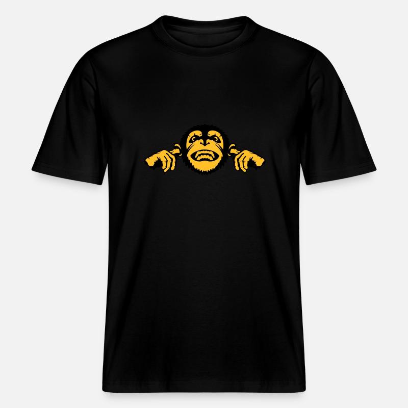 chimpanzee monkey monkey finger ear -  RELAXED FIT Unisex Organic T-Shirt - black