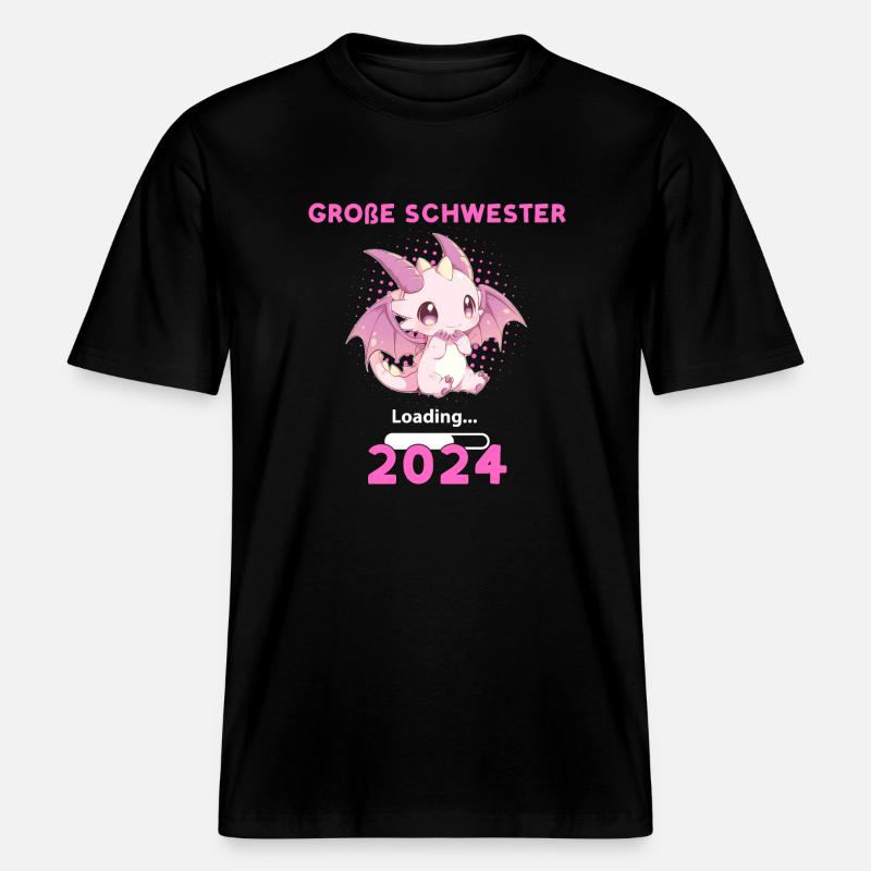Große Schwester 2024 Loading - RELAXED FIT Unisex Organic T-Shirt - Schwarz