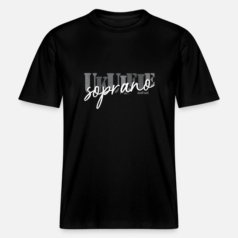 Ukulélé Soprano Noir Blanc - T-shirt unisexe RELAXED FIT en coton bio - noir