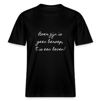 Landwirt zu sein ist kein Beruf, es ist ein Leben! -  RELAXED FIT Unisex Organic T-Shirt - Schwarz - Vorne - Alina (178cm) & Michal (187cm)