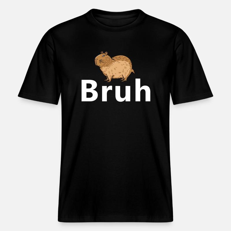 Bruh Capybara -  T-shirt unisexe RELAXED FIT en coton bio - noir