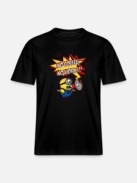 Minions Avec Mégaphone No Coffee No Work !!! - T-shirt unisexe RELAXED FIT en coton bio - noir