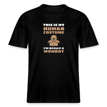 Wombat -  RELAXED FIT Unisex Organic T-Shirt - Schwarz - Vorne - Alina (178cm) & Michal (187cm)