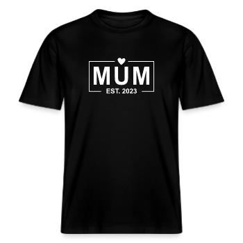 Mum Est 2023 -  RELAXED FIT Unisex Organic T-Shirt - black - Front - Alina (178cm) & Michal (187cm)