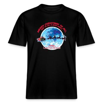 Schöne Bescherung Schlitten Des Weihnachtsmanns -  RELAXED FIT Unisex Organic T-Shirt - Schwarz - Vorne - Alina (178cm) & Michal (187cm)