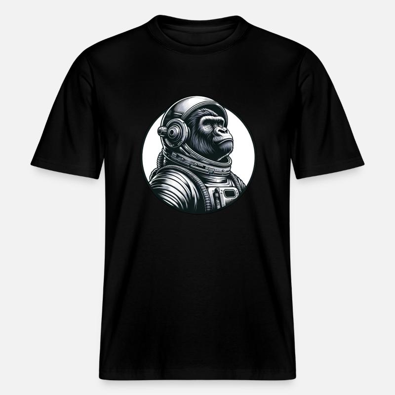 Astronaute chimpanzé dans l’espace -  T-shirt unisexe RELAXED FIT en coton bio - noir