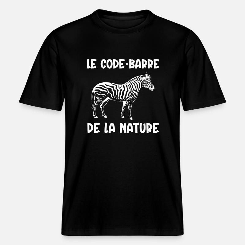 code-barre de la nature -  T-shirt unisexe RELAXED FIT en coton bio - noir