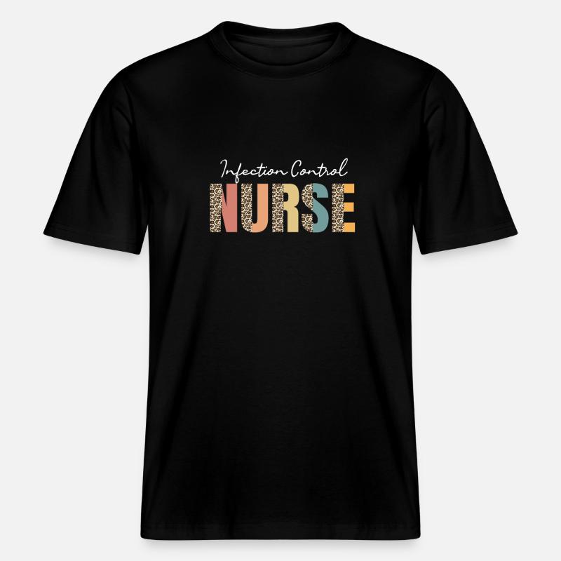 Hygiene Nurse Leopard Pattern -  RELAXED FIT Unisex Organic T-Shirt - black