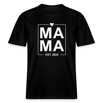 Mama Est 2024 -  RELAXED FIT Unisex Organic T-Shirt - Schwarz - Vorne - Alina (178cm) & Michal (187cm)