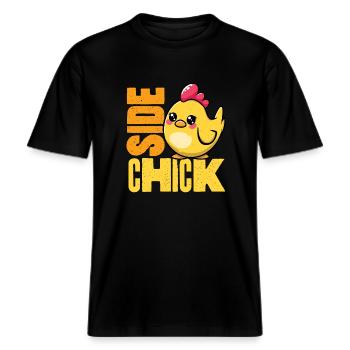 Côté poussin -  T-shirt unisexe RELAXED FIT en coton bio - noir - Devant - Alina (178cm) & Michal (187cm)