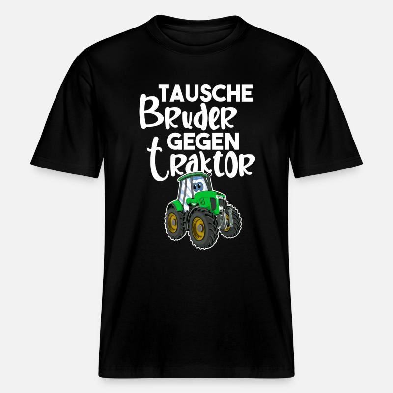 Tausche Bruder Gegen Traktor -  RELAXED FIT Unisex Organic T-Shirt - Schwarz