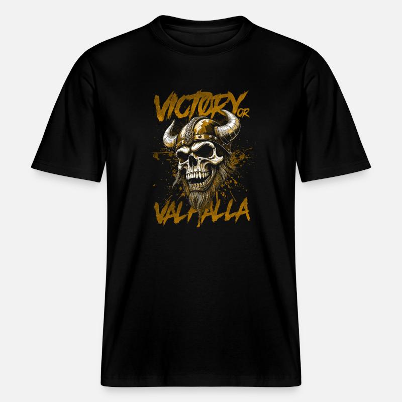 Nordischer Wikingersieg oder Walhalla -  RELAXED FIT Unisex Organic T-Shirt - Schwarz