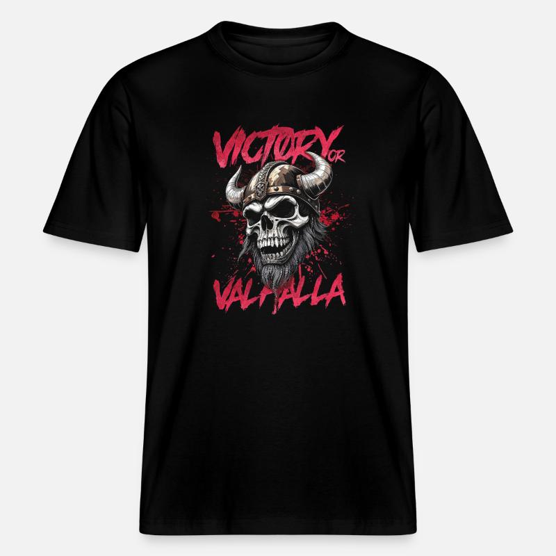 Nordischer Wikingersieg oder Walhalla -  RELAXED FIT Unisex Organic T-Shirt - Schwarz