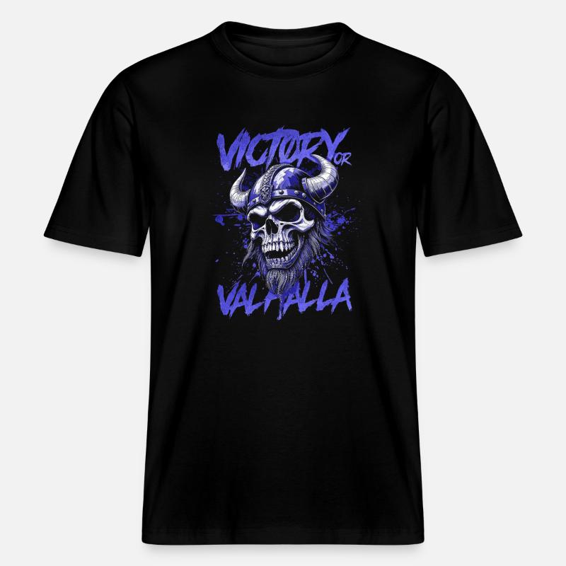 Nordischer Wikingersieg oder Walhalla -  RELAXED FIT Unisex Organic T-Shirt - Schwarz