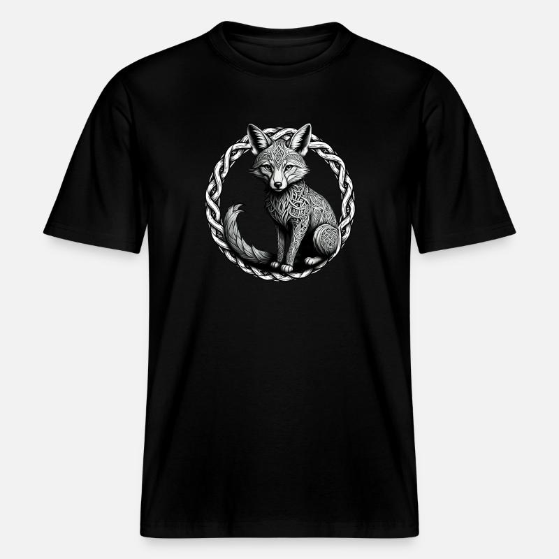 Fuchs mit keltischem Knoten 01 -  RELAXED FIT Unisex Organic T-Shirt - Schwarz