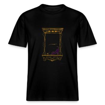 Day window Spurainais -  RELAXED FIT Unisex Organic T-Shirt - black - Front - Alina (178cm) & Michal (187cm)