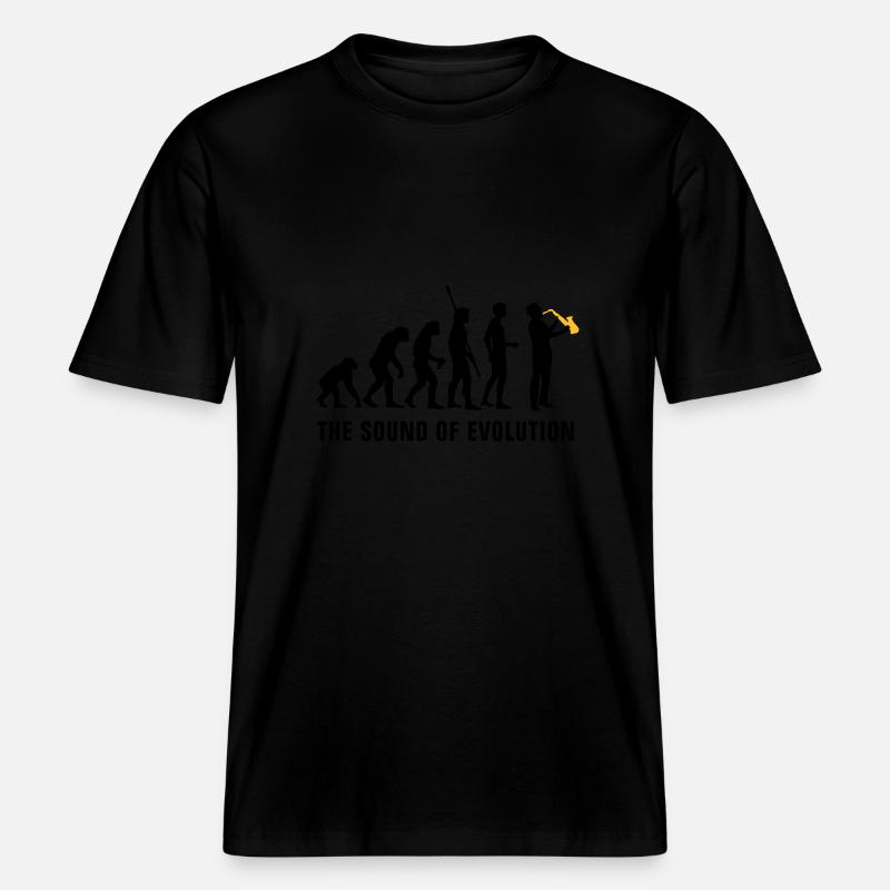 evolution_saxophon_b_2c -  RELAXED FIT Unisex Organic T-Shirt - black