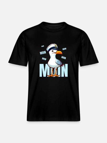 Hamburg Moin Seagull Sailor Sea Funny North Harbor -  RELAXED FIT Unisex Organic T-Shirt - black