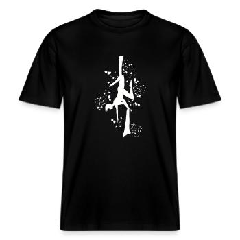 Vertikaltuch Luftakrobatik Aerial Silk -  RELAXED FIT Unisex Organic T-Shirt - Schwarz - Vorne - Alina (178cm) & Michal (187cm)