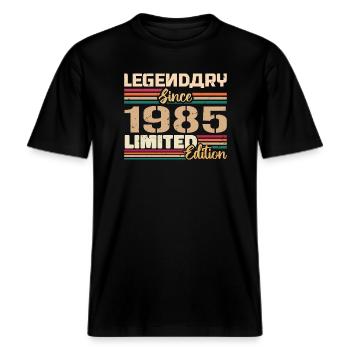 1985 Vintage 1985 Geburtstag geboren im Jahr 1985 -  RELAXED FIT Unisex Organic T-Shirt - Schwarz - Vorne - Alina (178cm) & Michal (187cm)