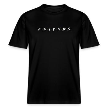 Friends Logo -  RELAXED FIT Unisex Organic T-Shirt - Schwarz - Vorne - Alina (178cm) & Michal (187cm)