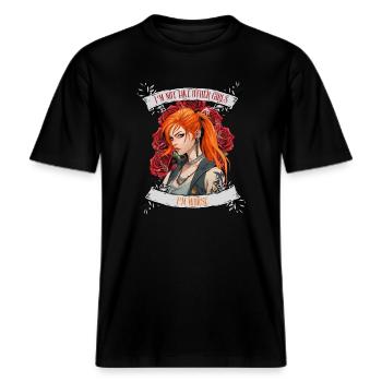 Ich bin nicht wie andere Frauen, ich bin schlimmer -  RELAXED FIT Unisex Organic T-Shirt - Schwarz - Vorne - Alina (178cm) & Michal (187cm)
