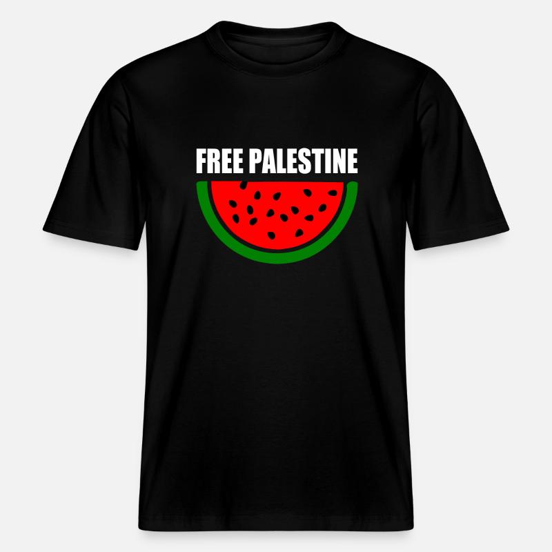 Free palestine Melon pastèque - T-shirt unisexe RELAXED FIT en coton bio - noir