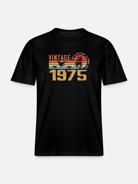Vintage 1975 Verjaardagscadeau - Vintage 1975 - Uniseks RELAXED FIT bio-T-shirt - zwart