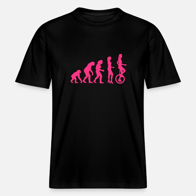 evolution_einradfahrerin_1c -  T-shirt unisexe RELAXED FIT en coton bio - noir