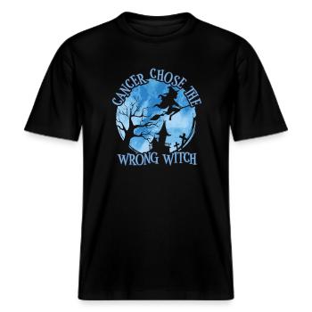 Cancer Sorcière Bleu Clair Cancer de la prostate -  T-shirt unisexe RELAXED FIT en coton bio - noir - Devant - Alina (178cm) & Michal (187cm)