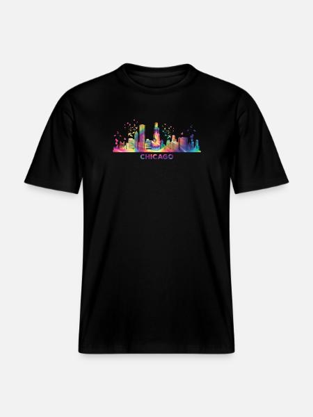 Chicagoan Aquarell Skyline Chicago - RELAXED FIT Unisex Organic T-Shirt - Schwarz