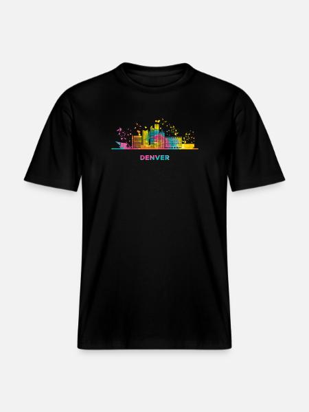 Denverites Skyline Denver - T-shirt unisexe RELAXED FIT en coton bio - noir