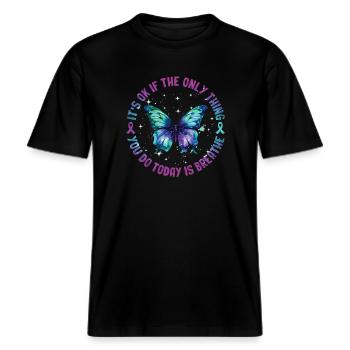 Suicide Prevention Awareness -  RELAXED FIT Unisex Organic T-Shirt - black - Front - Alina (178cm) & Michal (187cm)