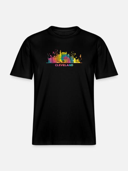 Clevelander Skyline Cleveland -  RELAXED FIT Unisex Organic T-Shirt - black