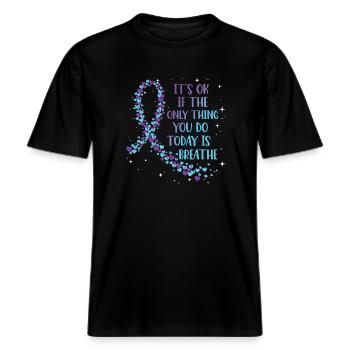 psychBewusstsein Für Suizidprävention -  RELAXED FIT Unisex Organic T-Shirt - Schwarz - Vorne - Alina (178cm) & Michal (187cm)