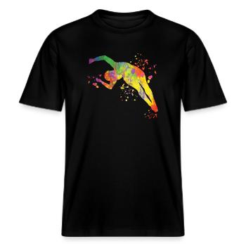 Diving, Synchronized Diving, Artistic Jumping -  RELAXED FIT Unisex Organic T-Shirt - black - Front - Alina (178cm) & Michal (187cm)