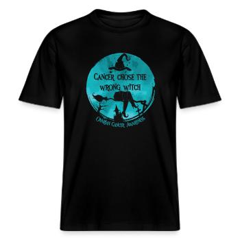 Cancer Sorcière Sarcelle d’hiver Cancer de l’ovaire -  T-shirt unisexe RELAXED FIT en coton bio - noir - Devant - Alina (178cm) & Michal (187cm)