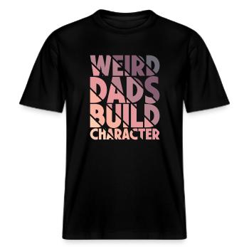Seltsame Väter Bilden Charakter Lustiges Vater -  RELAXED FIT Unisex Organic T-Shirt - Schwarz - Vorne - Alina (178cm) & Michal (187cm)